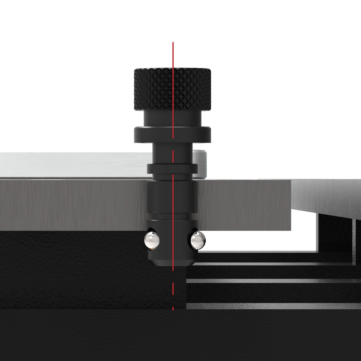 Three locking steel balls move outward to lock the bolt in position.