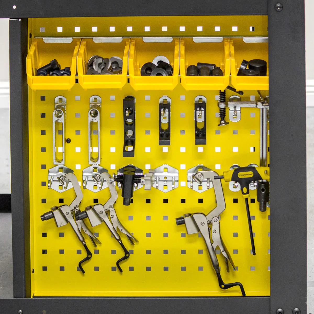 yellow pegboard